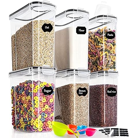 GoMaihe 4L Vorratsdosen 6 Set, Aufbewahrungsbox Küche Luftdicht Behälter aus Plastik Mit Deckel, Vorratsgläser zur Aufbewahrung von Nudeln, Müsli Cover