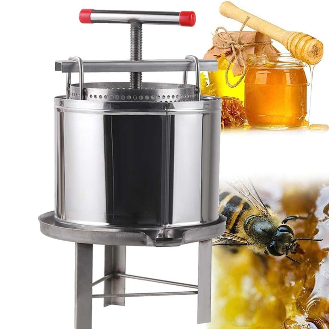 Pressoir à Miel, Extracteur De Cire d'abeille, Extracteur De Presse à Miel Manuel en Acier Inoxydable, Outil D'apiculture pour La Fabrication De Miel Et Jus De Vin
