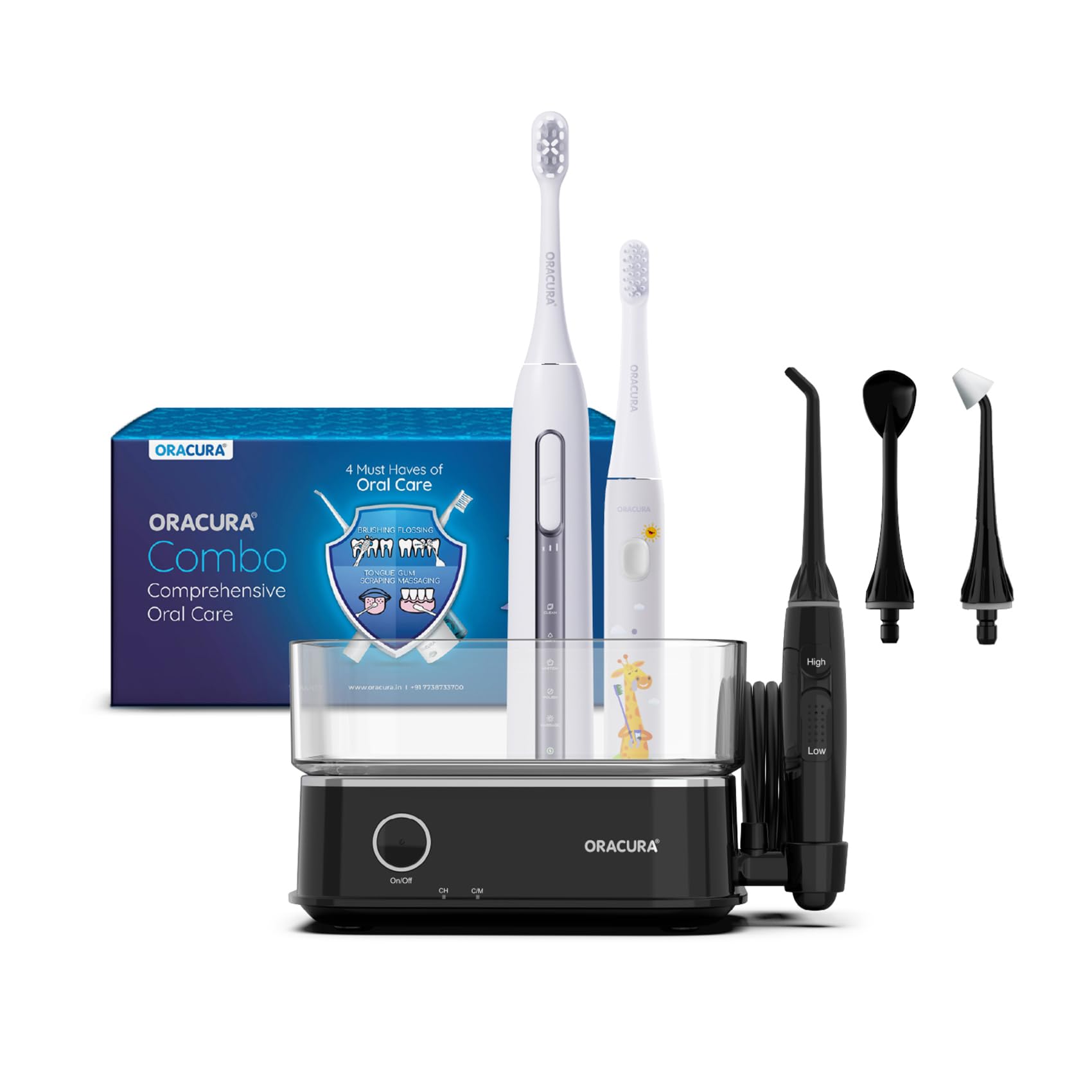 ORACURA® Daily PRO Combo Water Flosser® OC450& Sonic Electric Rechargeable Toothbrush SB300 & KSB200 Kids Sonic Rechargeable Electric Toothbrush Black Grey (B0C9J8KQXP) Amazon Price History, Amazon Price Tracker