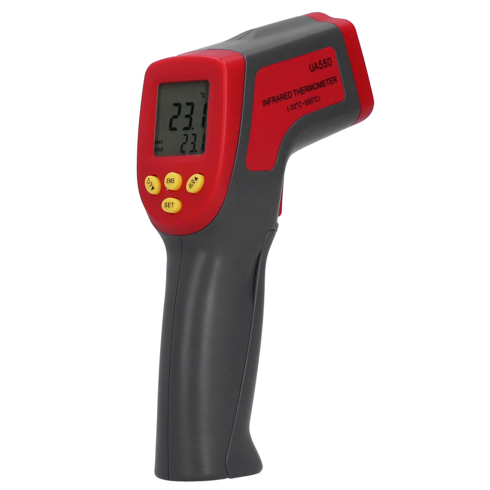 Termometro a infrarossi industriale UA550 - Termometro portatile senza contatto con intervallo di temperatura di 550 gradi Celsius con posizionamento, emissività regolabile e