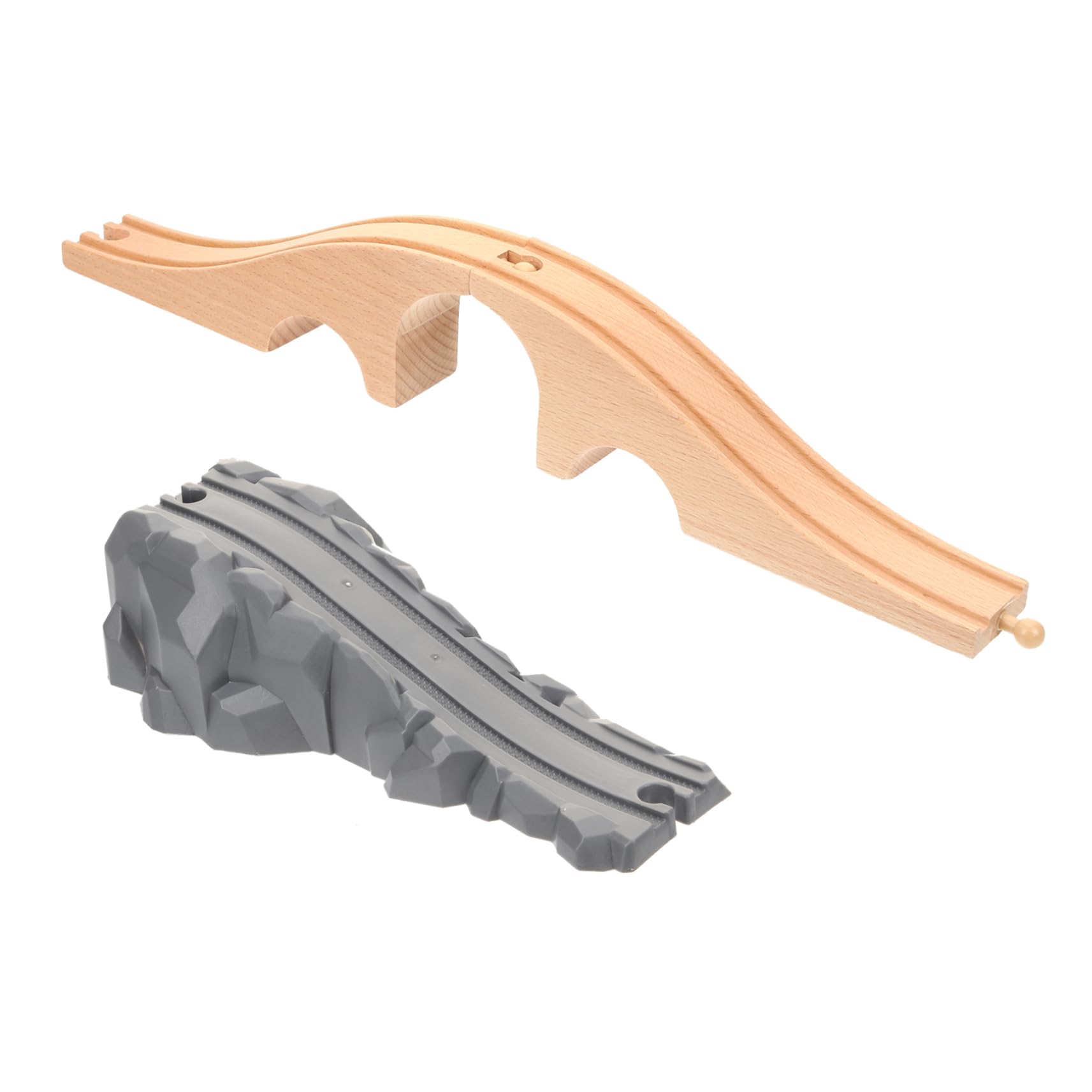 FOYTOKI 2-Piece Wooden Train Bridge Toy Model Train Accessory Set for Boys and Girls Accessories