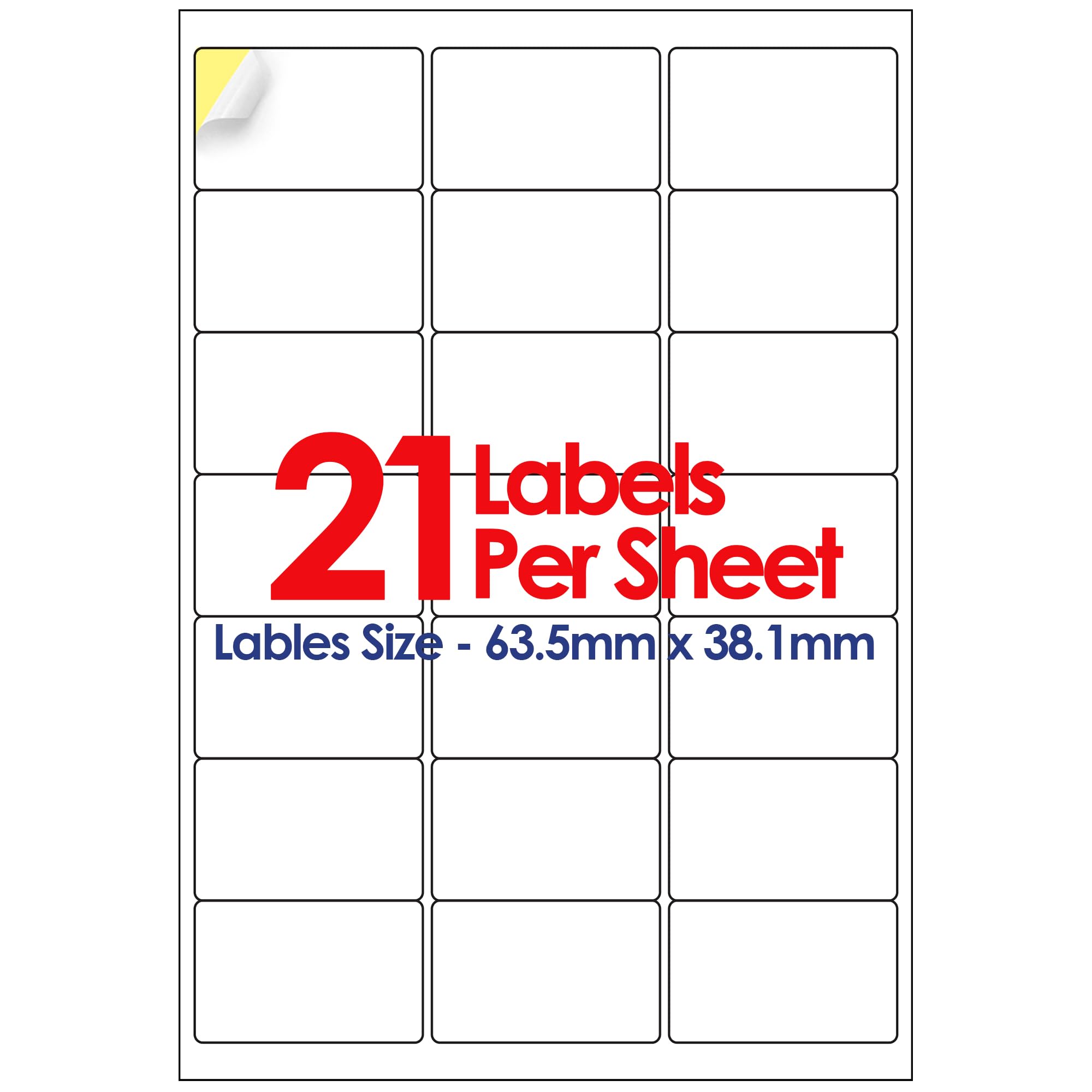 YUNJU A4 Self Adhesive Address Labels, 21 Label Per Sheet, 20 Sheets, (63.5 X 38.1 MM) 420 Labels