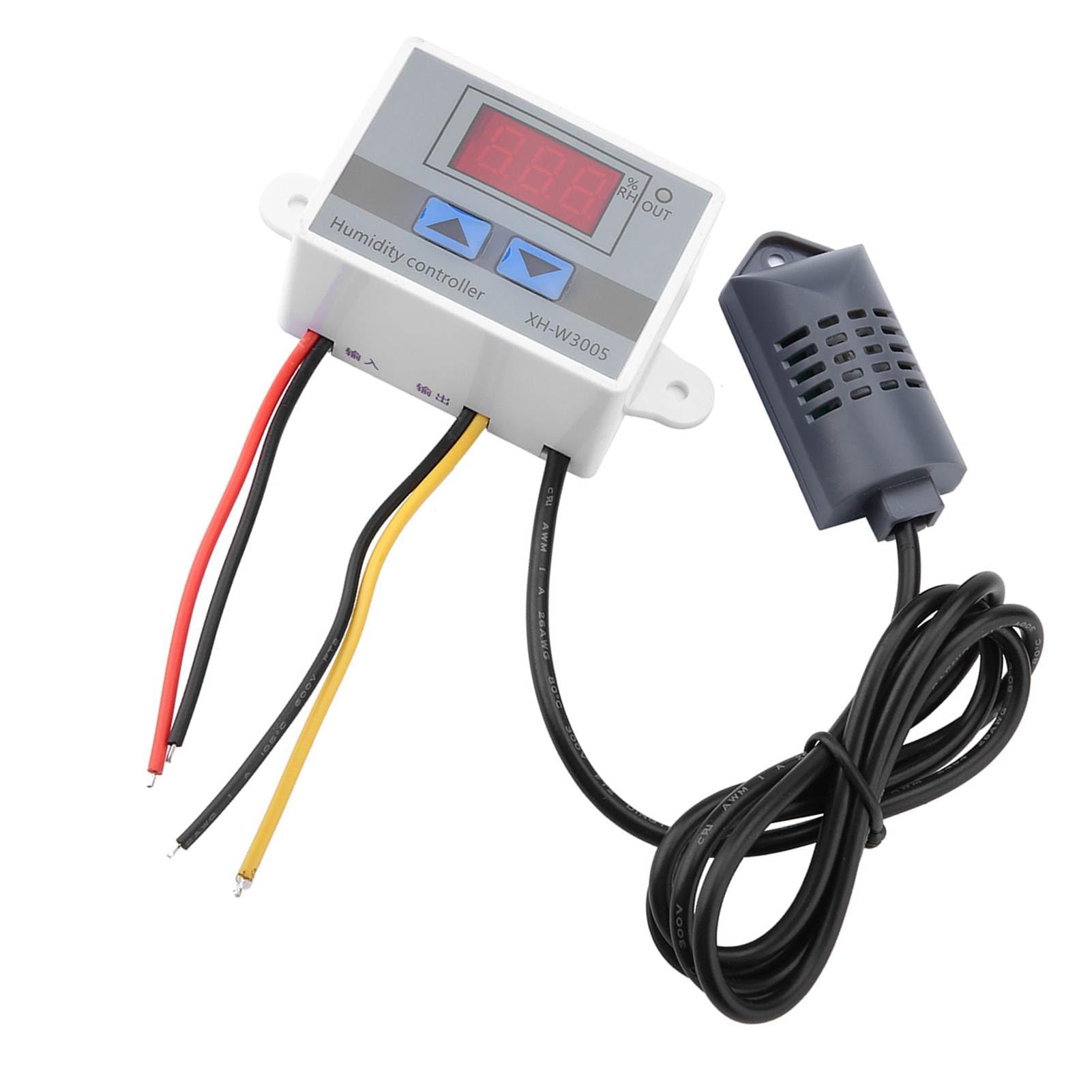 Wakects Controlador de Humedad Sensor Higrómetro Interruptor XH-W3005 0-99% RH 0.1% Precisión 12V 24V 220V con Pantalla de 2 Botones para Control de Humedad (220V)