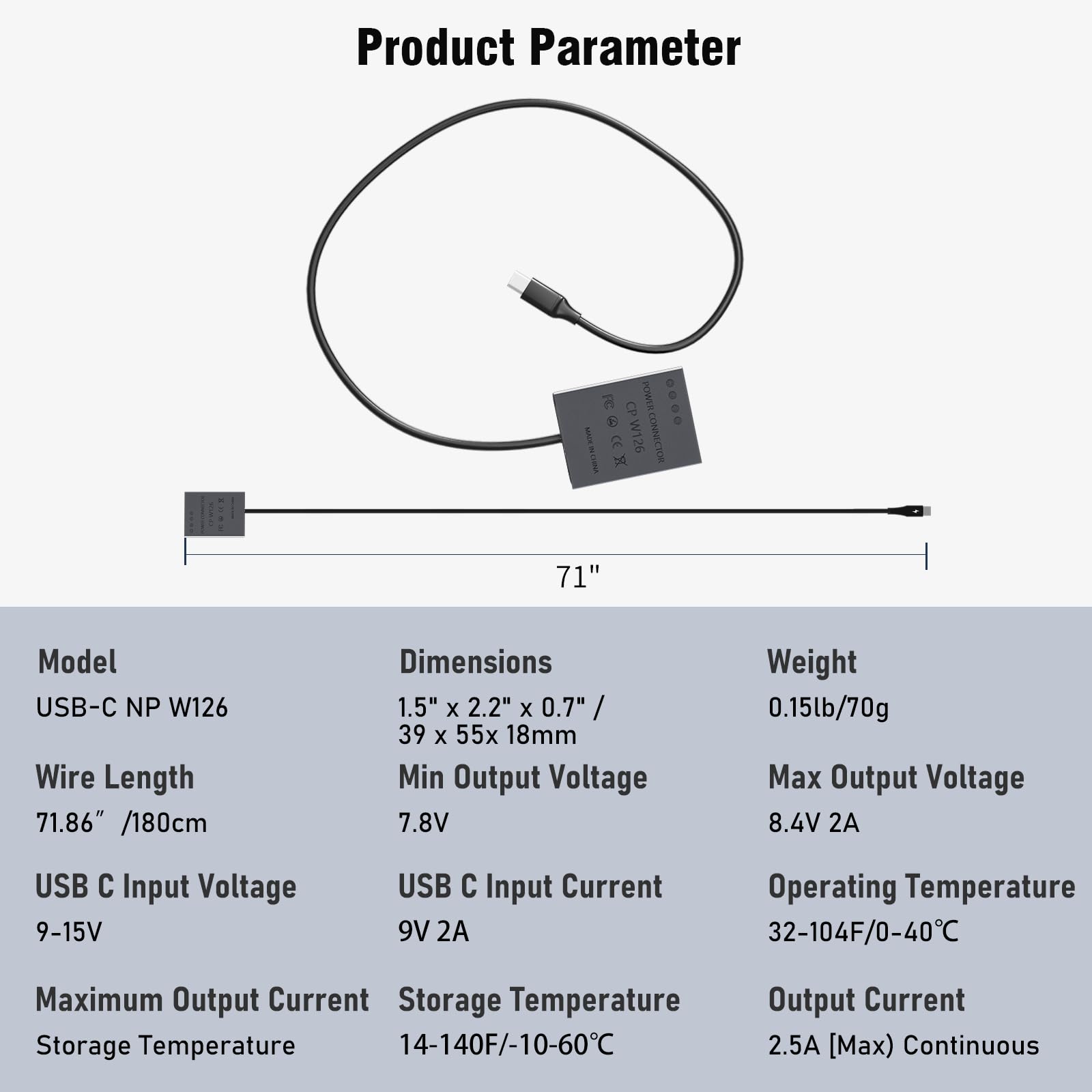 Amazon | F1TP CP-W126 USB-C電源アダプターW126 DCカプラーキット交換