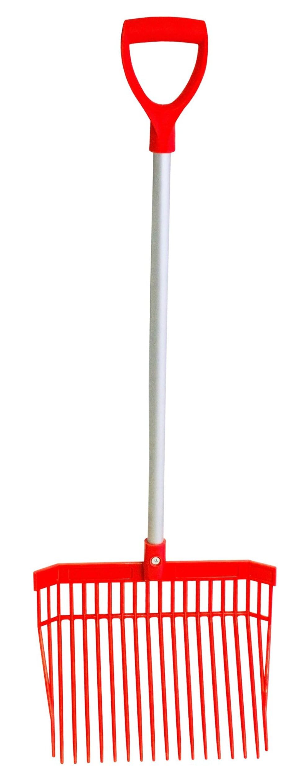 Red Gorilla Small Bedding Fork with Short D Handle Red Lightweight For Stable Bedding Mucking Out Pitchfork for Hay and Garden Compost 110cm Long