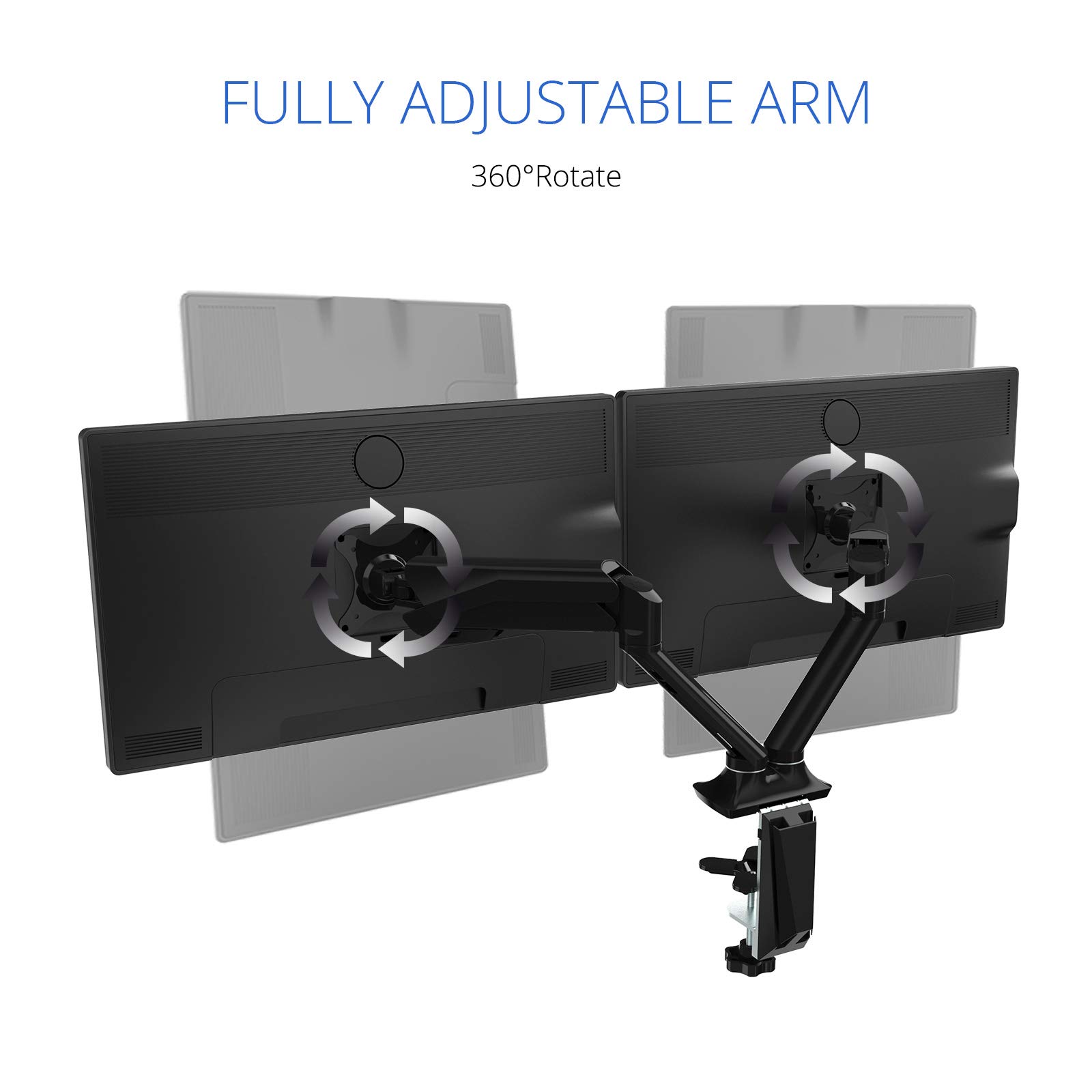 Support Double écran Bras Gaz Fleximounts F6D - Pour écrans 17-30" (43-76 Cm) - VESA 100x100/75x75 - Charge 2-9 Kg - Fixation Clamp Ou Perçage