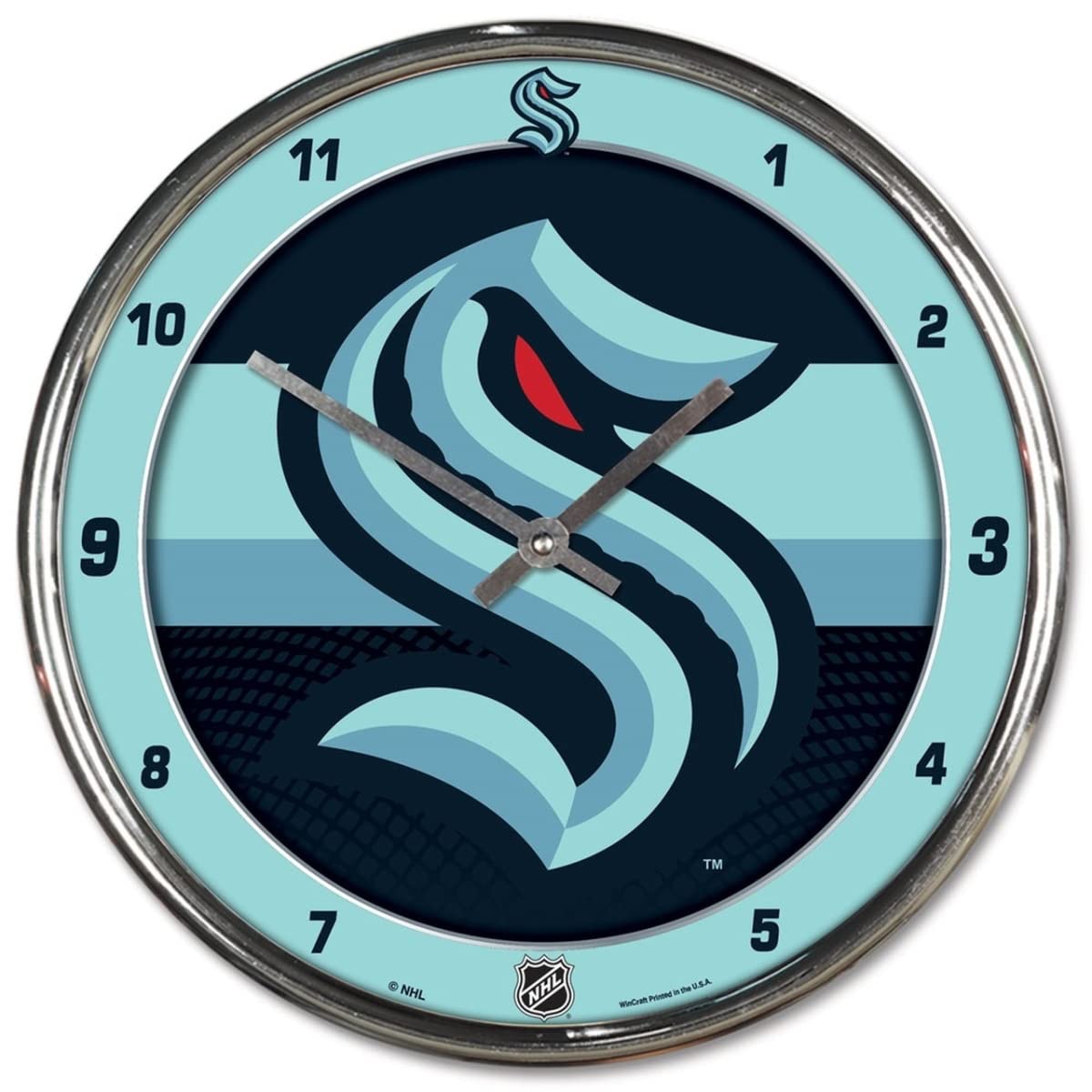Horloge Seattle Kraken WinCraft ronde en chrome, cadeau idéal hockey