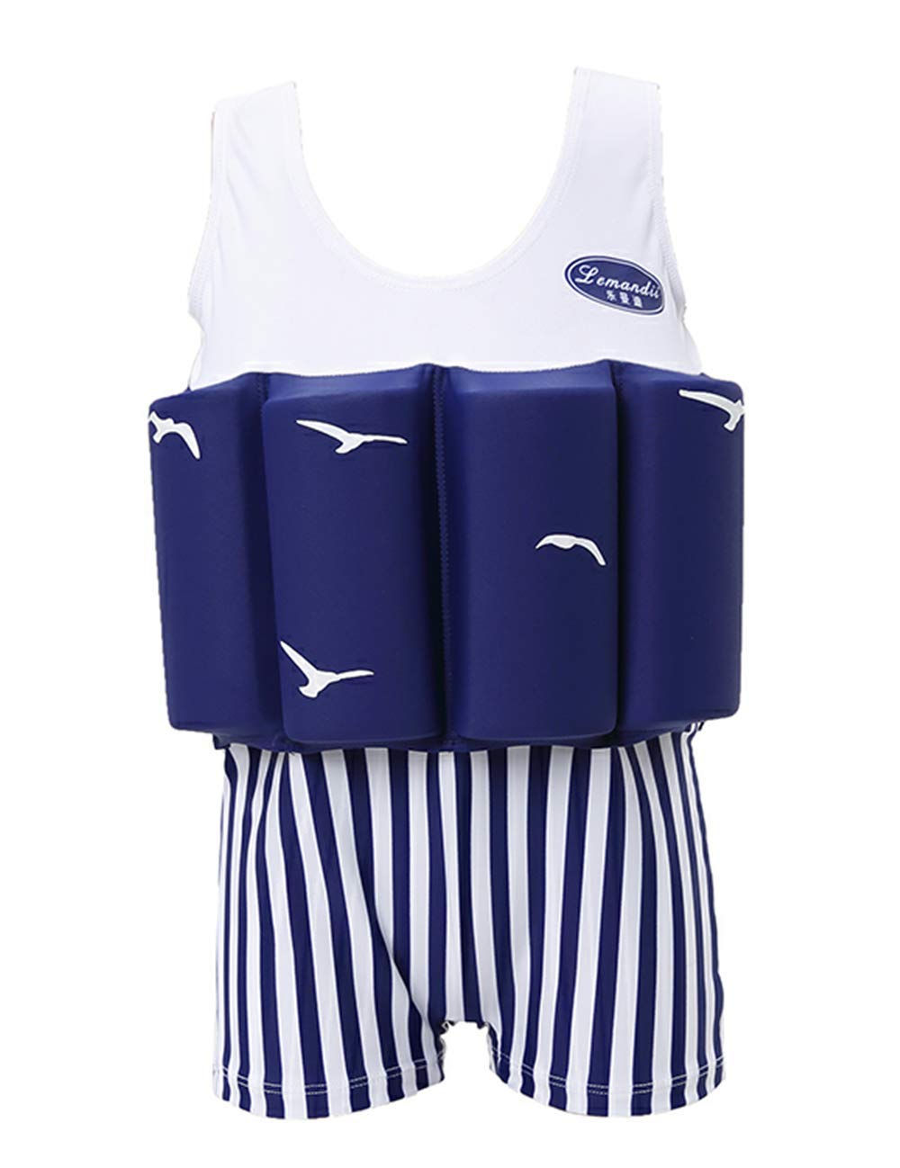 Toddler Kids One-Piece Float Swimsuit with Adjustable Buoyancy UPF 50+ Sun Protection for Beach Pool Boys Girls