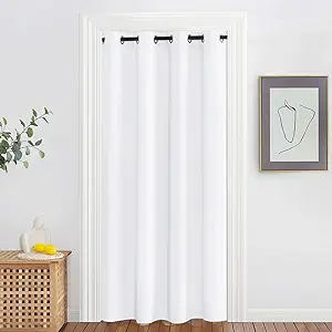 NICETOWN White Room Darkening Curtain 78 inch Length for Doorway - Grommet Privacy Door Curtain Sound Reducing Thermal Window Treatment for Living Room/Bedroom (1 Panel, W52 x L78)