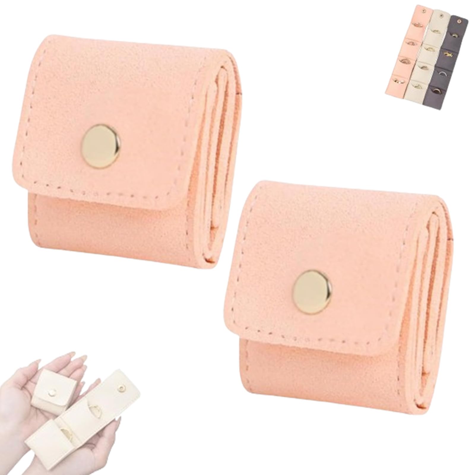 NNBWLMAEE Mini Travel Jewelry Bag, Mini Roll Bag with Buckle, Portable Foldable Organizer Case, Small Pouch for Ring, Earring (2PCS-B)