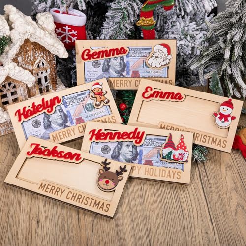 Personalized Christmas Money Holder 2025 2024 Wooden Christmas Card Box Customize Name Christmas Cash Holder Envelope New Year Gifts 5 Styles3