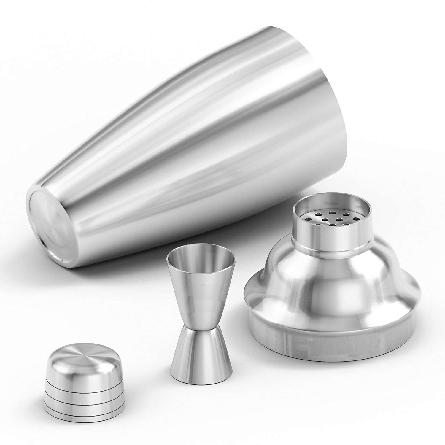 Bar Ware Set of 500ml Cocktail Shaker and Peg Measurement Jigger, Stainless Steel