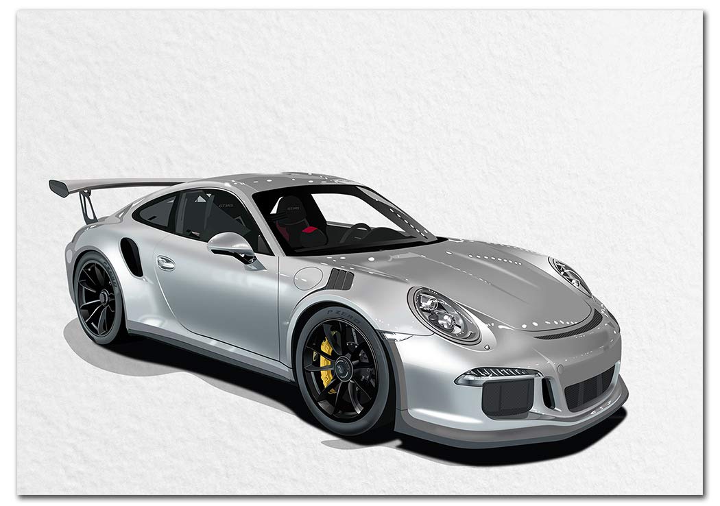 Extra Large Blank Group Greeting Card - XL Big thick A4 size - Any All Occasions Huge Event - Sports Car Classic Motor - No Text on Front or Insert - Lots space for Messages - UK Eco-Friendly
