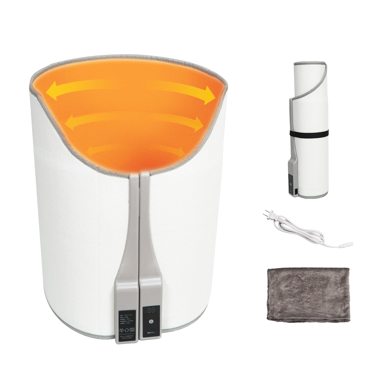Fkstyle【360°全方位・ブランケット付】 パネルヒーター ラウンド型 足元ヒーター 3段階温度調節 3時間タイマー 省エネ 遠赤外線 デスクヒーター 暖房器具 足元 筒型