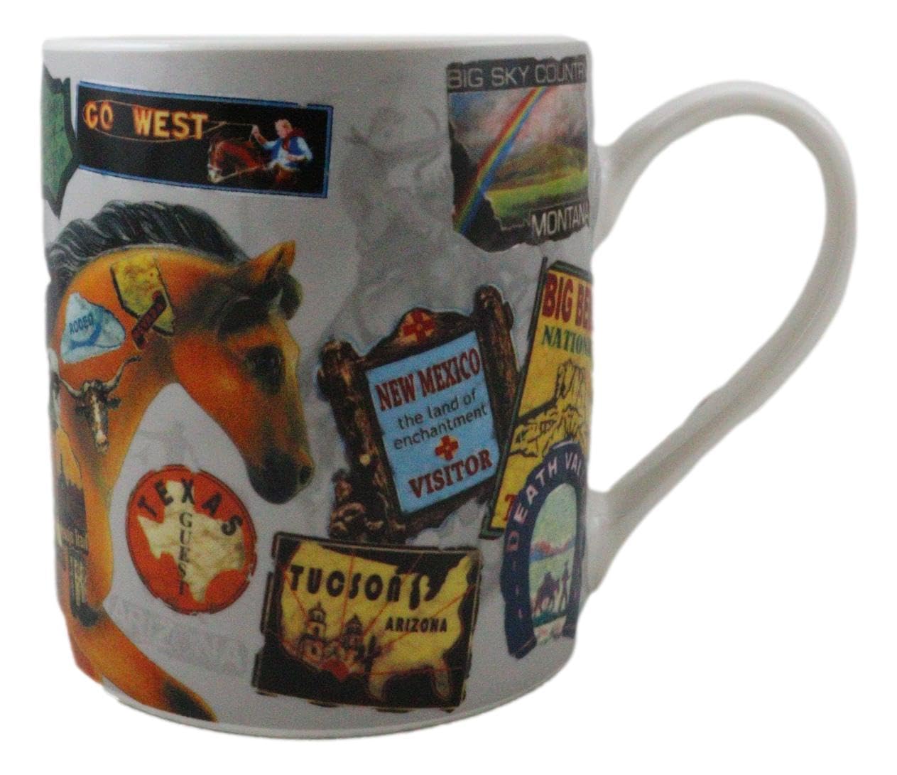Ebros Gift The Trail Of Painted Ponies Western Westward Ho! Historical American West Road Trips Attractions National Parks Tribute Horse Ceramic Coffee Mug 11oz Drink Beer Stein Cup