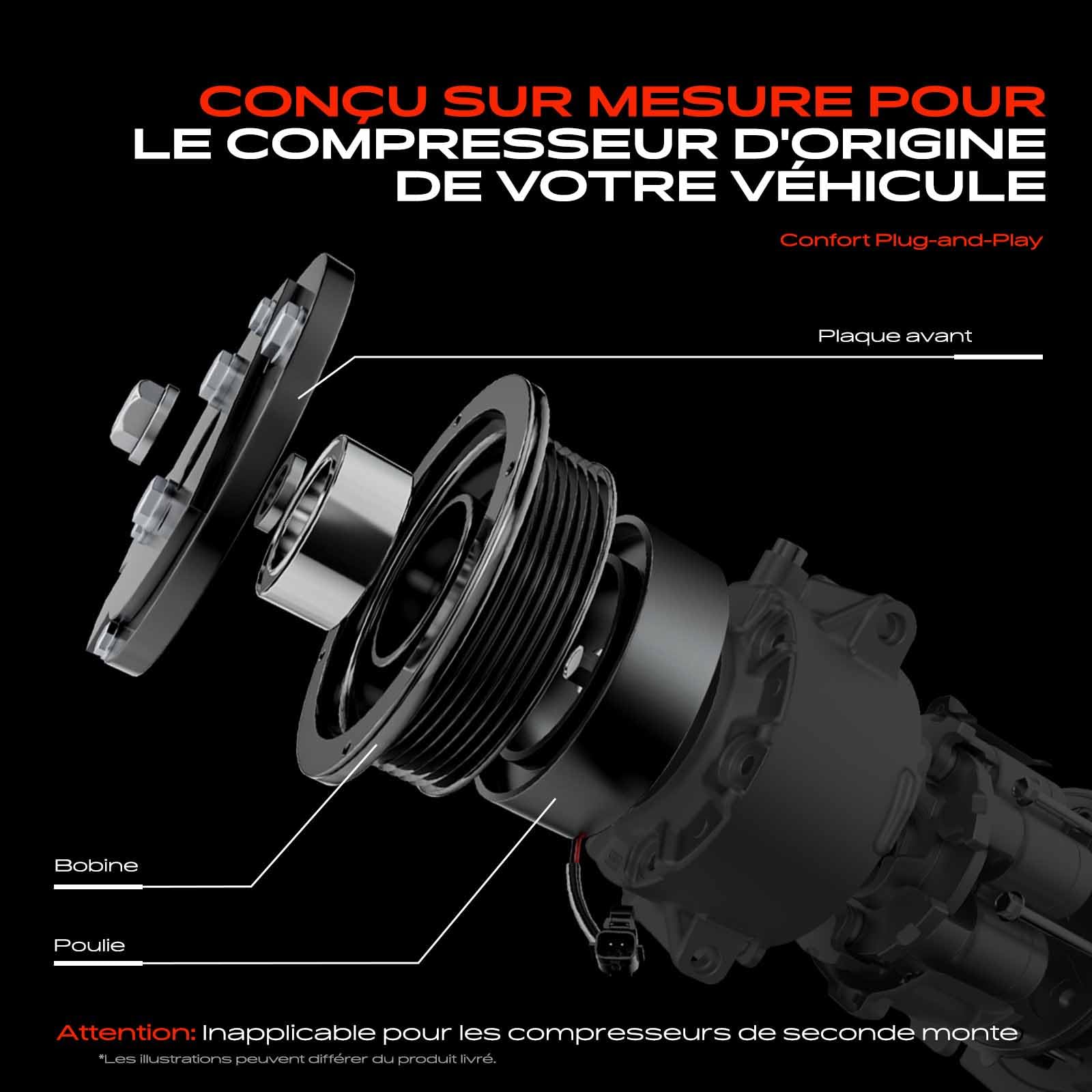Frankberg Embrayage de climatisation 9822184980 | Compatible avec: Grandland X A18 P1UO, 208 II UB UJ UP UW, 308 II L3 LB LH LP LW, 2008 I CU, Boîte partenaire/MPV K9