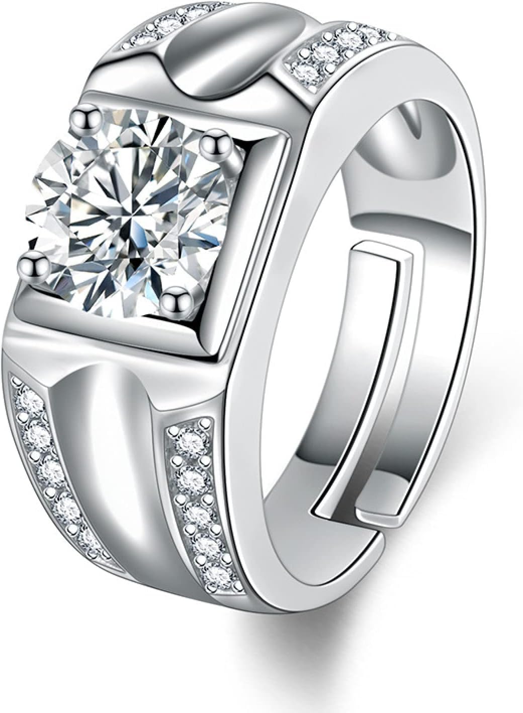 Moissanite Live -Herrenring überwältigendes Eröffnungs -Ehering für Männer, MZ003 (1,5 Karat), verstellbare Öffnung