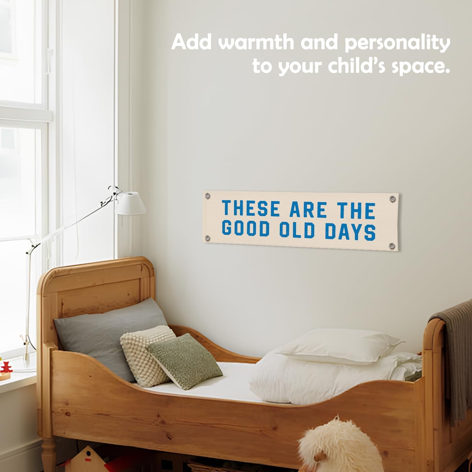 These Are The Good Old Days Sign, Wall Hanging Canvas Banner, Trendy Retro Nostalgic Inspirational Banner for Room 7.8x31.5