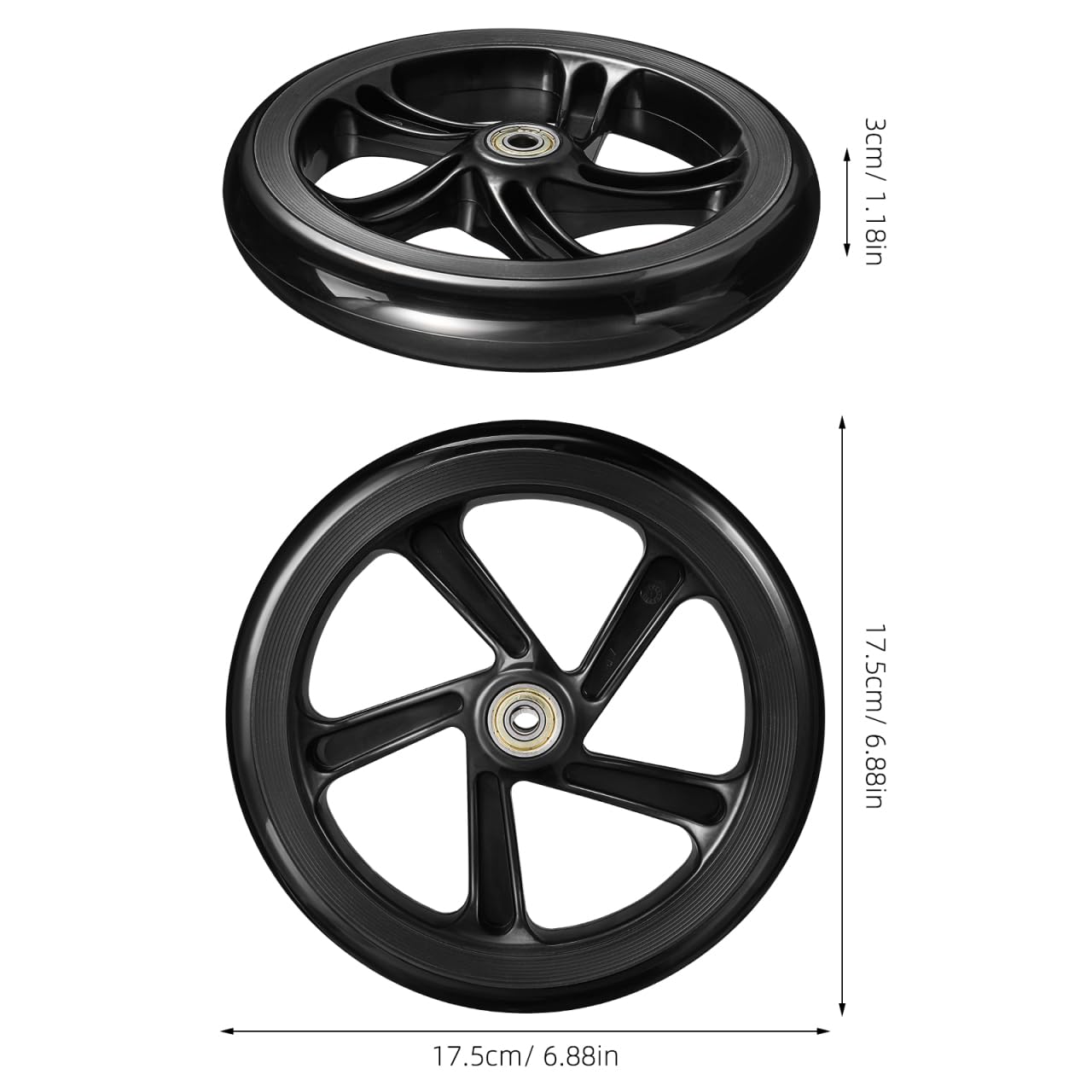 minkissy Roues de rechange pour scooters - Diamètre : 175 mm - Antidérapantes - Installation facile - Pour fauteuil roulant de scooter