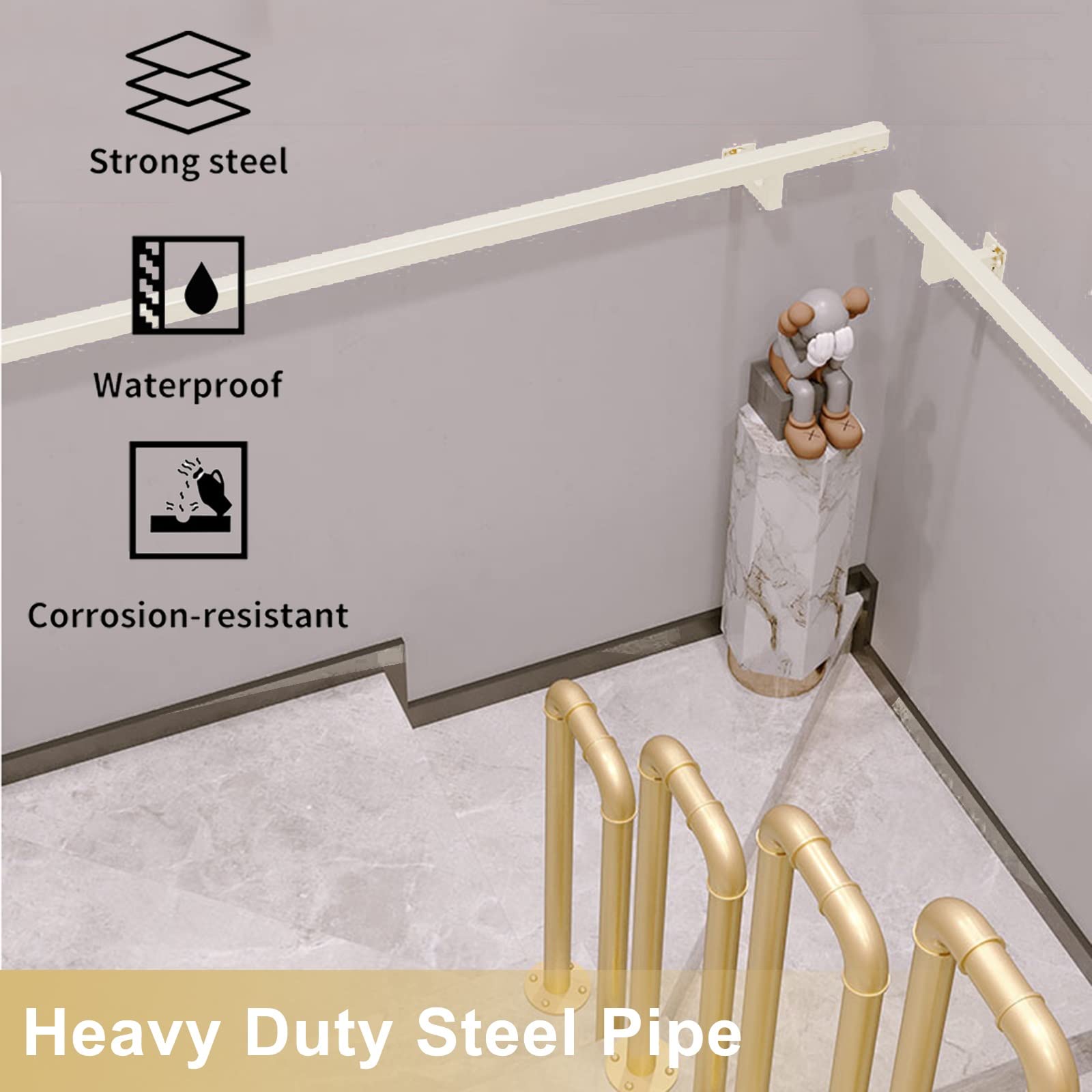 スチール製　屋内用　手すり Amazon | 手すり屋内階段手すりキットホワイトスチールパイプ - 狭い