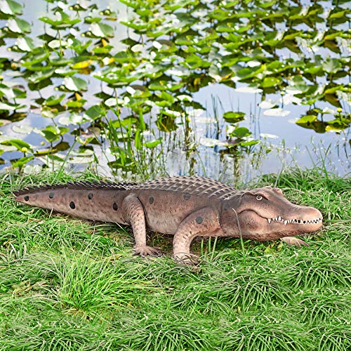 Kircust Garden Alligator Statues,Large Swamp Beast Lawn Crocodile Sculpture, Metal Lifelike Gator Yard Art for Outdoor Pond,Pool,Lawn Decor, 34 Inch Long (1PC) - Thumbnail 5