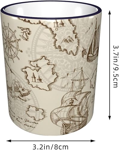 Miniatura 2 de Vintage Nautical Sailing Compass Coffee Mug Coffee Cups Ceramic with Handle,Tea Cups Mug tazas para cafe Drinking Cups Gifts for Women Men,Unique