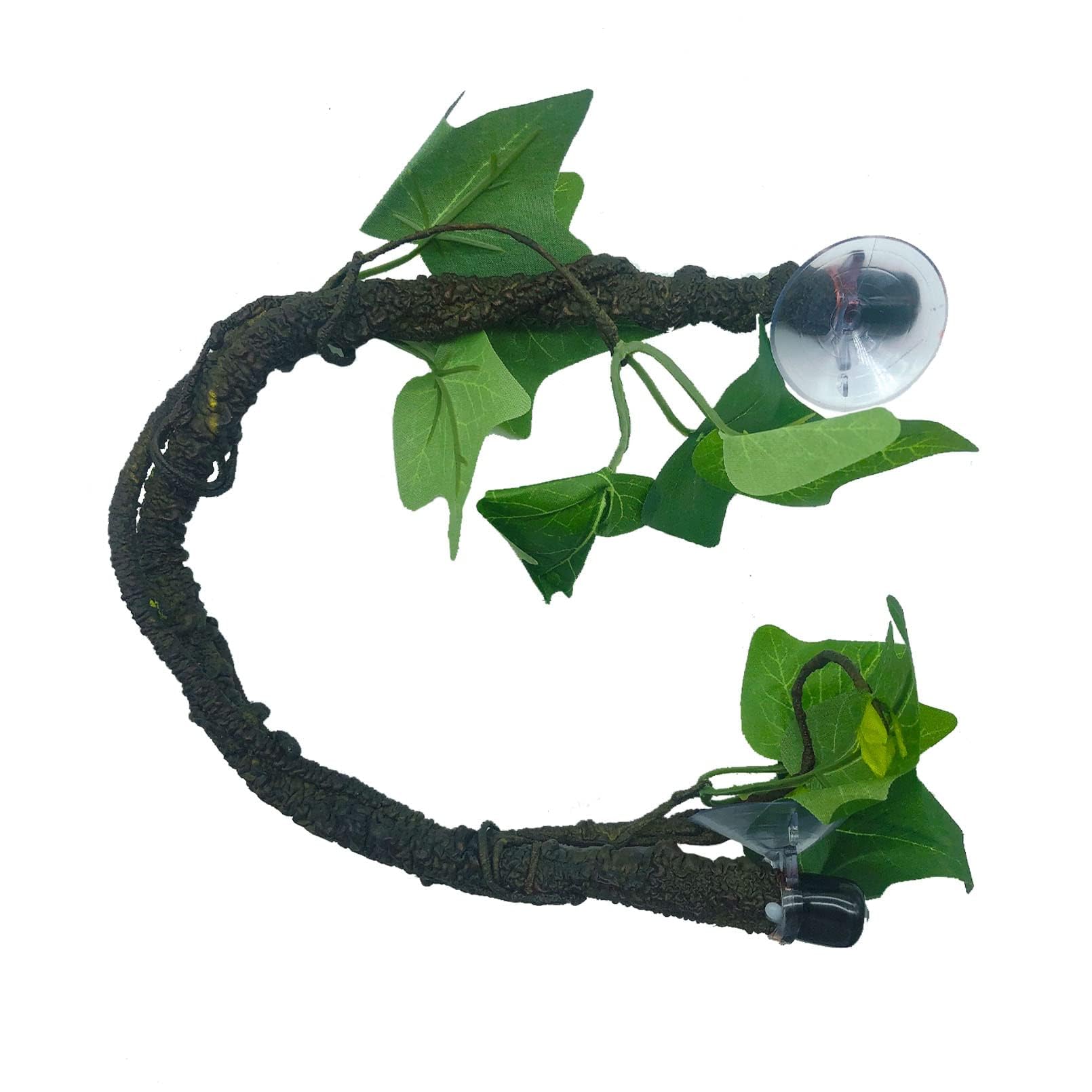 Kathson Reptile Climbing Branch Flexible Bend-A-Branch Jungle Vines Terrarium Plant Decoration with Suction Cup for Crested Gecko Chameleon Gecko Snake Tree Frog 2PCS (Green) - Image 2