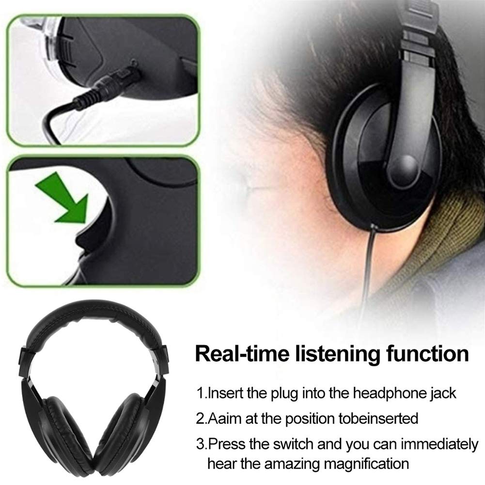 Microphone Parabolique Directionnel Longue Portée - Pour Observation Oiseaux Et Nature - Casque Inclus