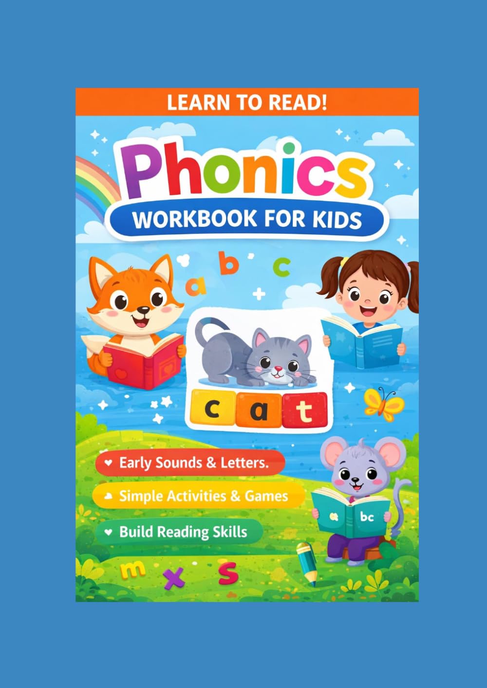 Phonics workbook for kids: Learn to Read, Early sounds & Letters, Simple activities & Games, Building Reading skills