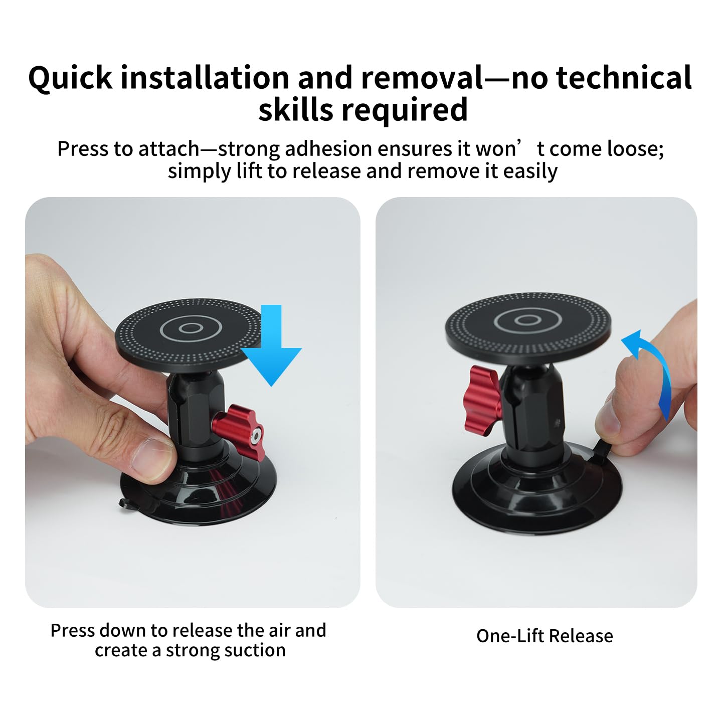 Soporte de cámara con ventosa al vacío, potente base de montaje para coche compatible con cámaras Hero 13, Action 5 Pro, X4 (tipo C)