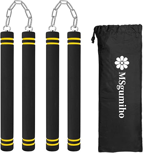 Nunchucks - Nunchucks de entrenamiento de goma de espuma segura con cadena de acero para niños, adultos y principiantes, práctica y entrenamiento