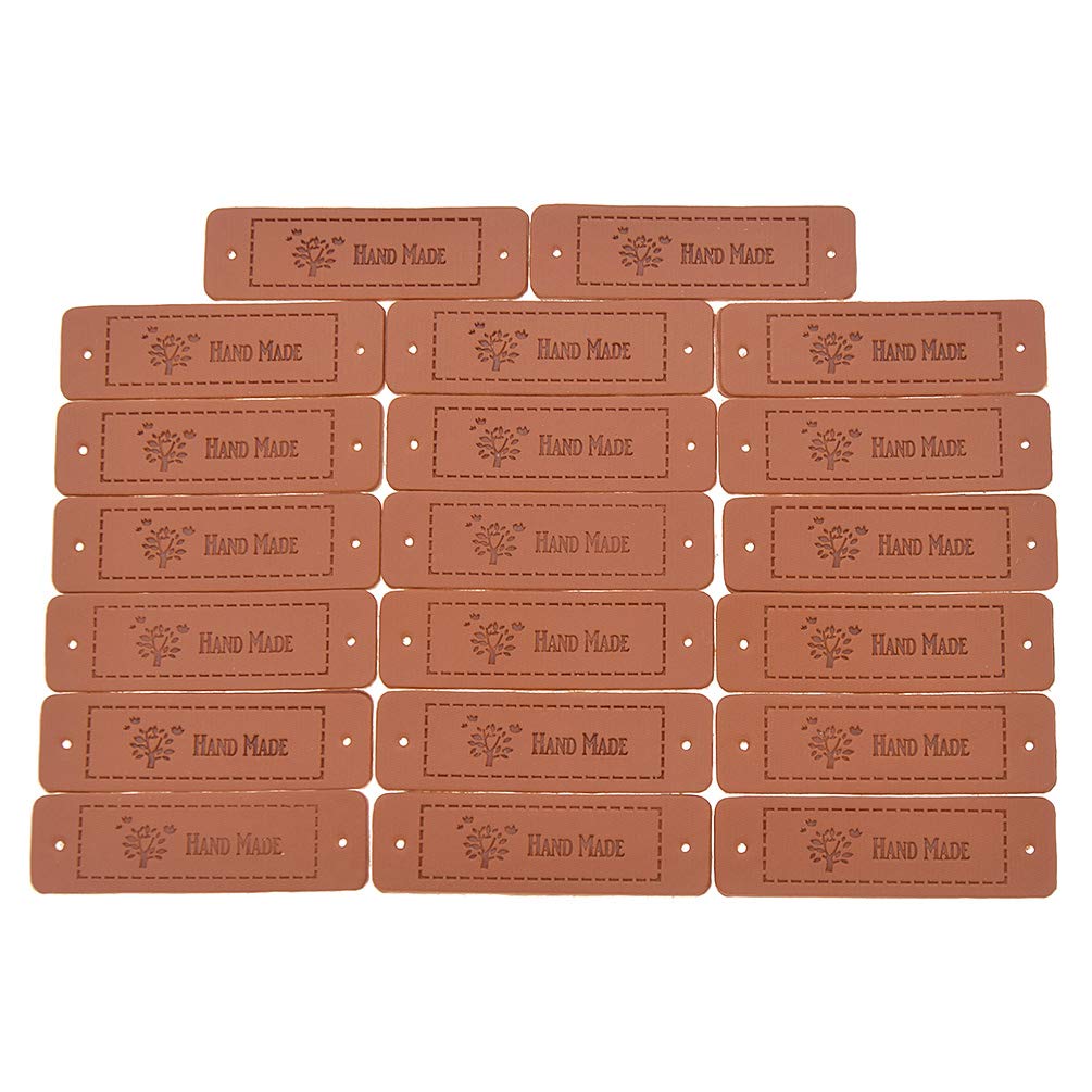 Lychee 20Pcs PU Leather Label Tree Handmade Tag Label DIY Embellishments Ornaments Craft