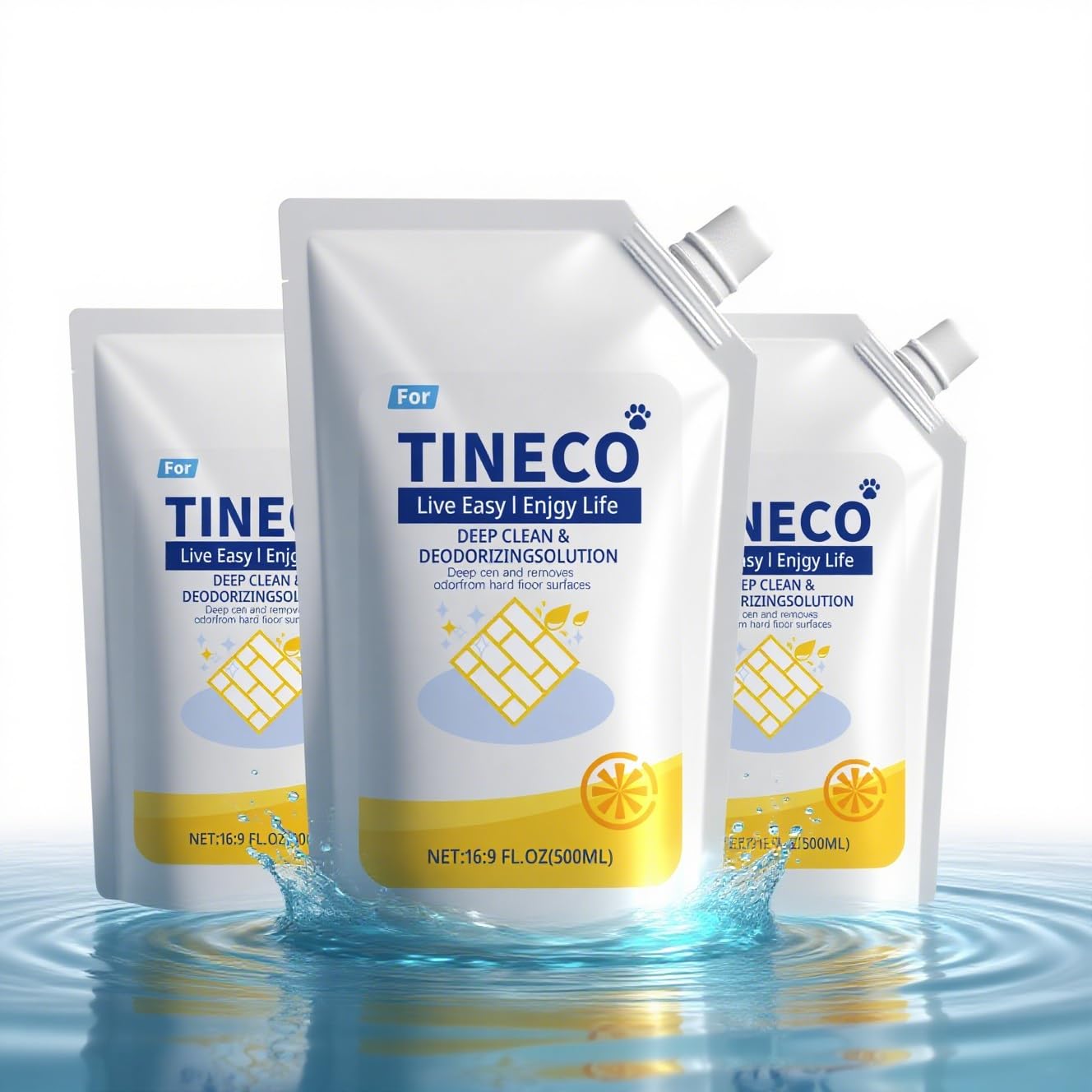 Detergente per pavimenti, 500 ml, confezione da 3 flaconi, compatibile con Tineco iFloor 2/3 Breeze, FLOOR ONE S3/S5/S5 Pro 2/S6/S7 Pro – Detergente deodorante al profumo di limone