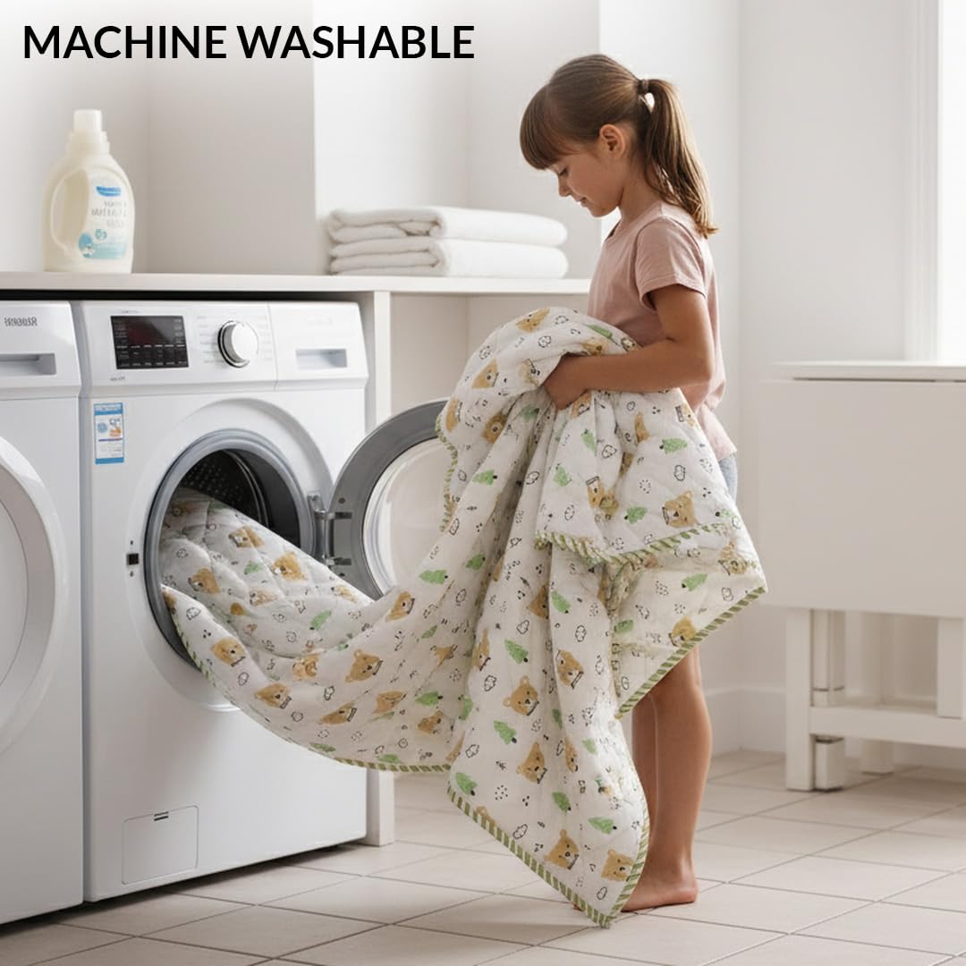 HOMEMONDE Kids Blanket - Soft Cotton Reversible Bear -8