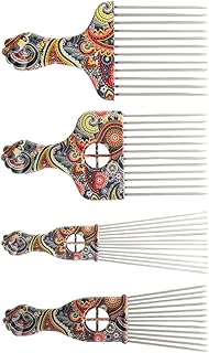 Lurrose Pente De Cabelo Para Homens 4 pcs pega pente pente afro capt pega capilar detango pente pente de dente largo Pente Para Homens