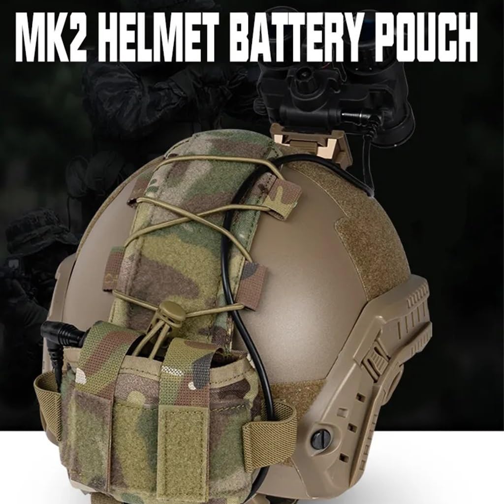 Bolsa Táctica MK2, Funda De Batería For Casco, Caza, Camuflaje, Combate, Bolsa De Batería Táctica Militar (Color : BK)