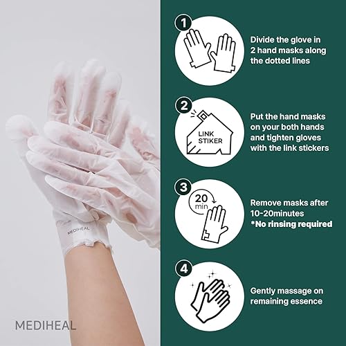 Miniatura 8 de Mediheal Derma Layer - Máscara de mano (5 unidades) para secas, agrietadas, aspereza y opacidad, cuidado de la piel dañada con ácido hialurónico,