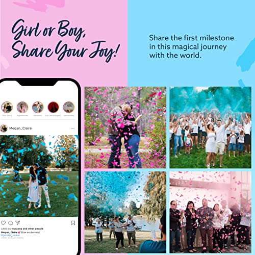 Revealations Gender Reveal Confetti Powder Cannon - Set Of 4 Mixed (2 Blue 2 Pink) Gender Reveal Party Supplies - 100% Biodegradable Tissue Safe Powder Smoke #TOP6