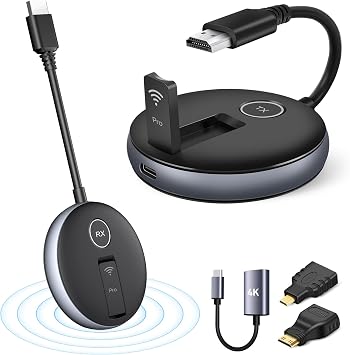 Wireless HDMI Transmitter and Receiver- Plug and Play Extender Kit, Multi-TV1TX UP to 4RX, 50M/165FT @60Hz 5.8G/2.4G- Stream Video from Laptop to HDTV/Projector/Monitor