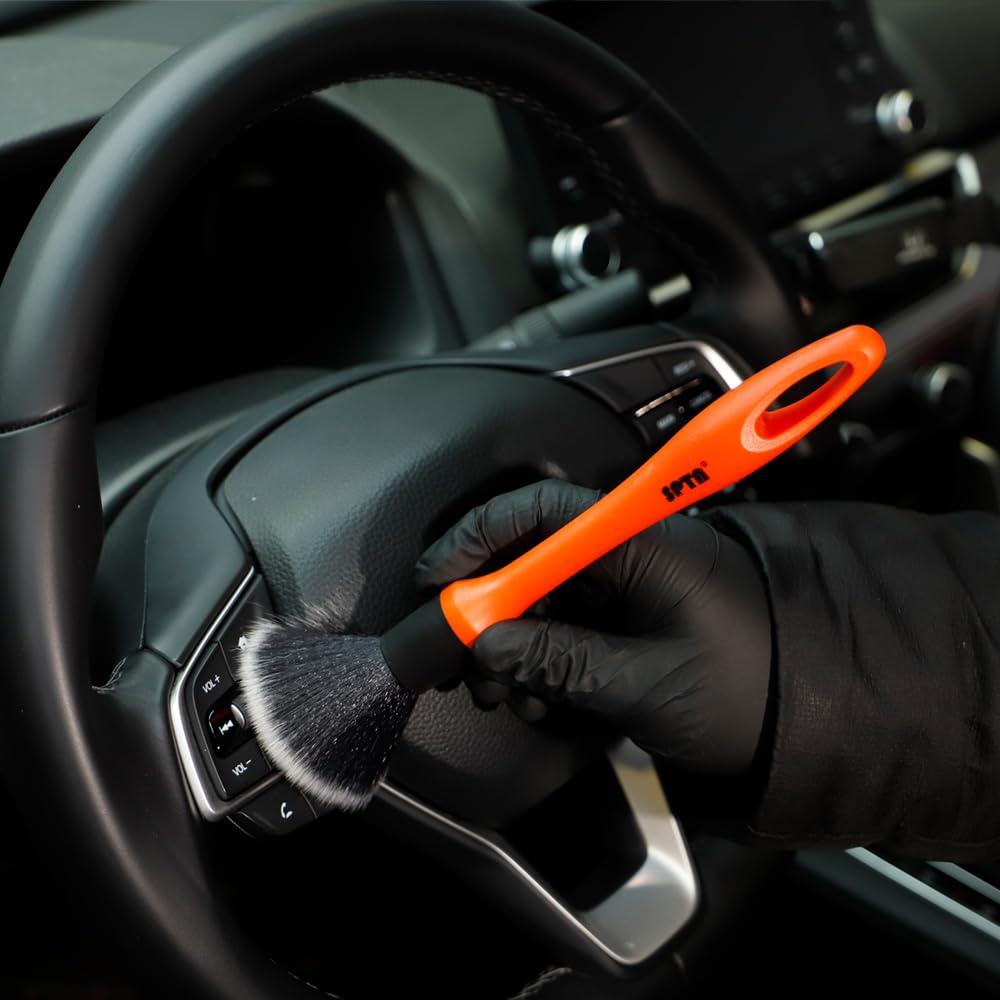 SPTA Car Wash Kit, Clean & Car Wash Kit (9 Items, Including 2-16oz. Car Wash Shampoo, 1Pc Microfiber Mitts,1Pc Red Car Wash Sponge, 2Pcs 16"x16" Microfiber Detail Towels and 3Pcs Car Detail Brush