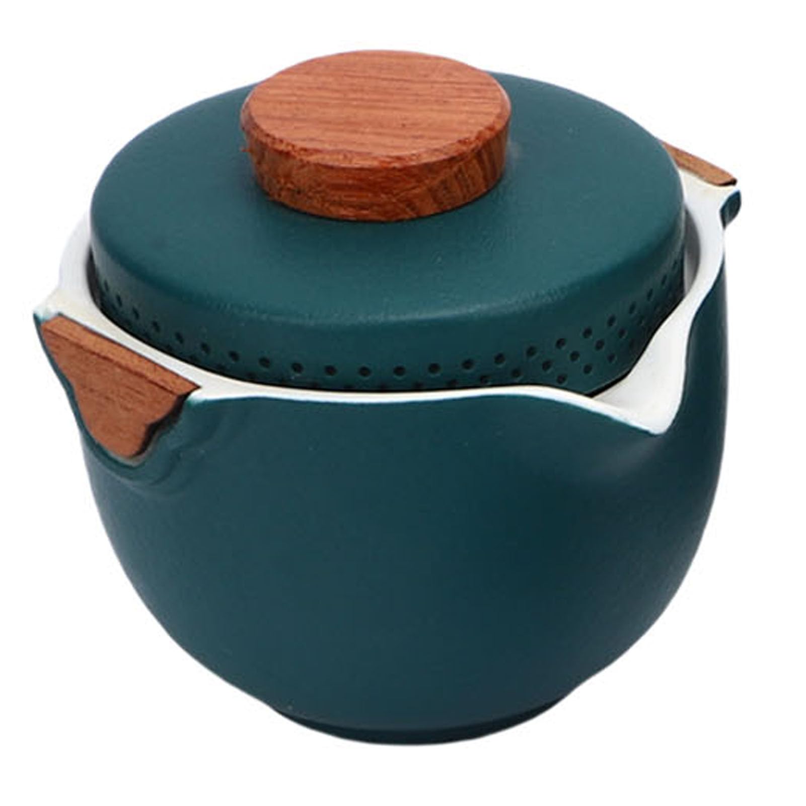 Zestaw do Herbaty Gongfu, Ciemnozielony Przenośny Zestaw Ceramicznych Czajniczków, Czajniczek z Filiżankami i Pojemnikiem na herbatę, Brązowy Schowek do Podróży na Zewnątrz