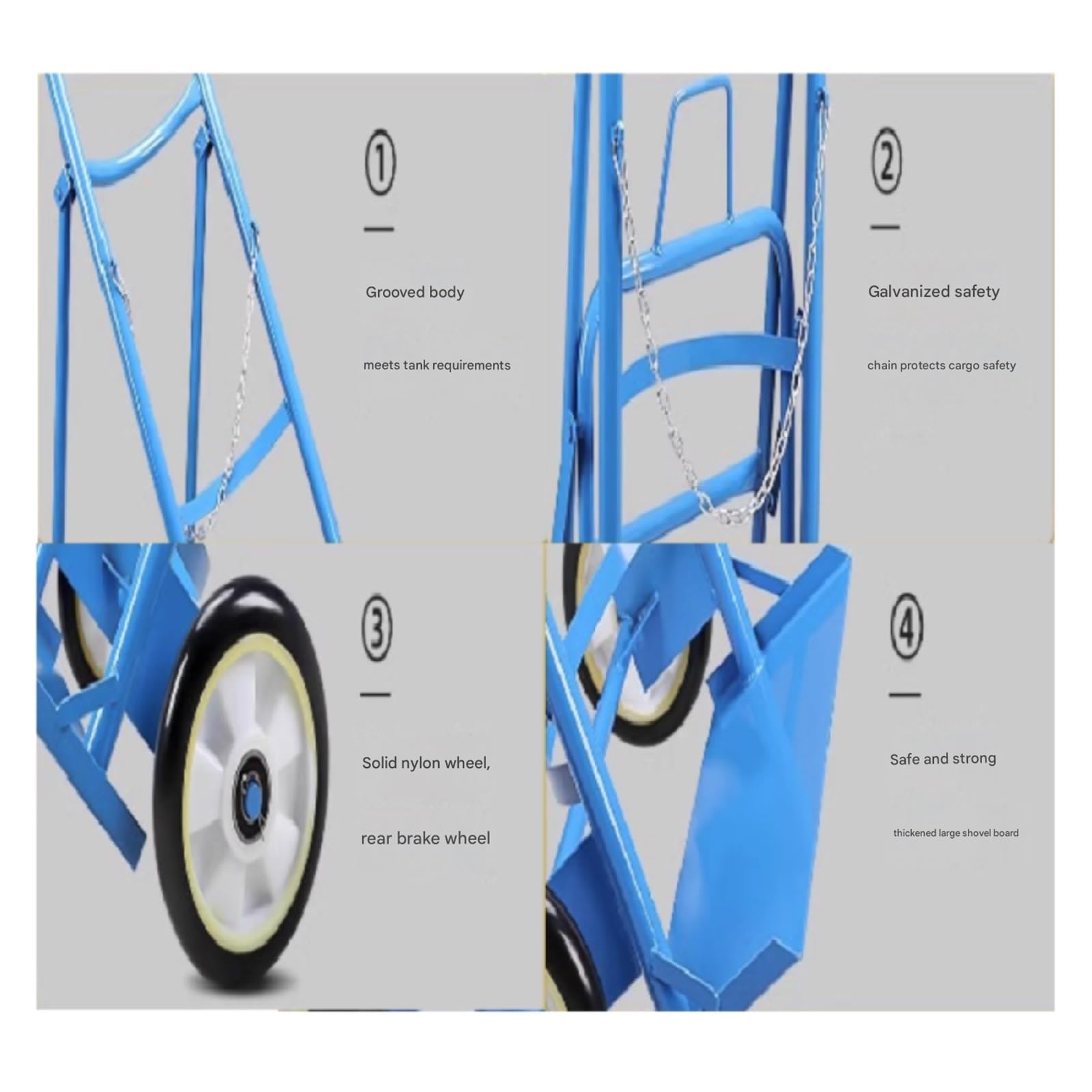Carro de Acero Inoxidable con Ruedas para bombonas de oxígeno - Soporte móvil para bombonas de oxígeno de 40 litros, para Uso hospitalario, diseño Azul Duradero y Ligero.