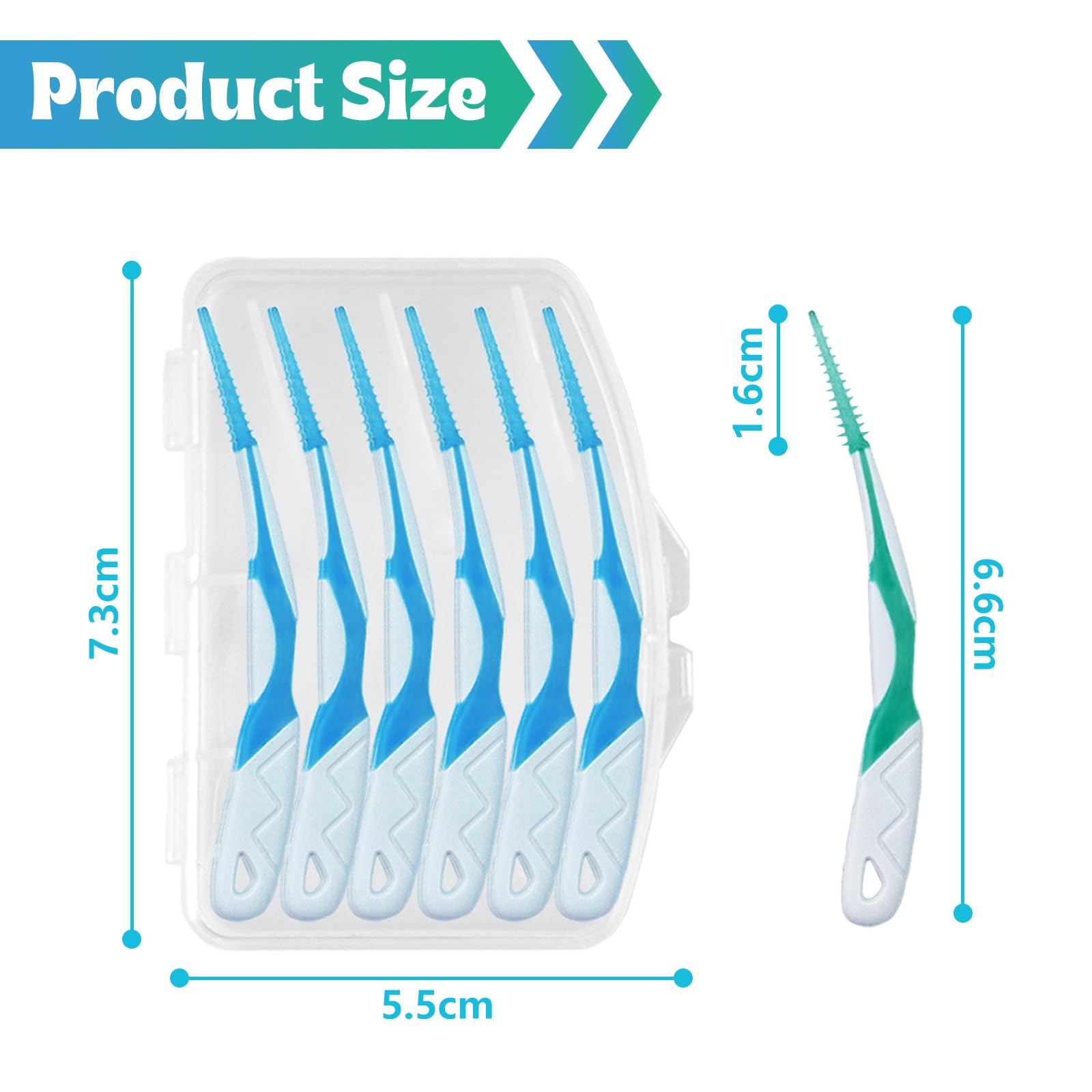 WQINX Dental Floss Picks Portable Soft Silicone Interdental Brush,Floss Picks for Teeth, Disposable interdental Brush, Adaptive Interdental Brush for Cleaning Teeth Healthy (Blue+Green, 72pcs)