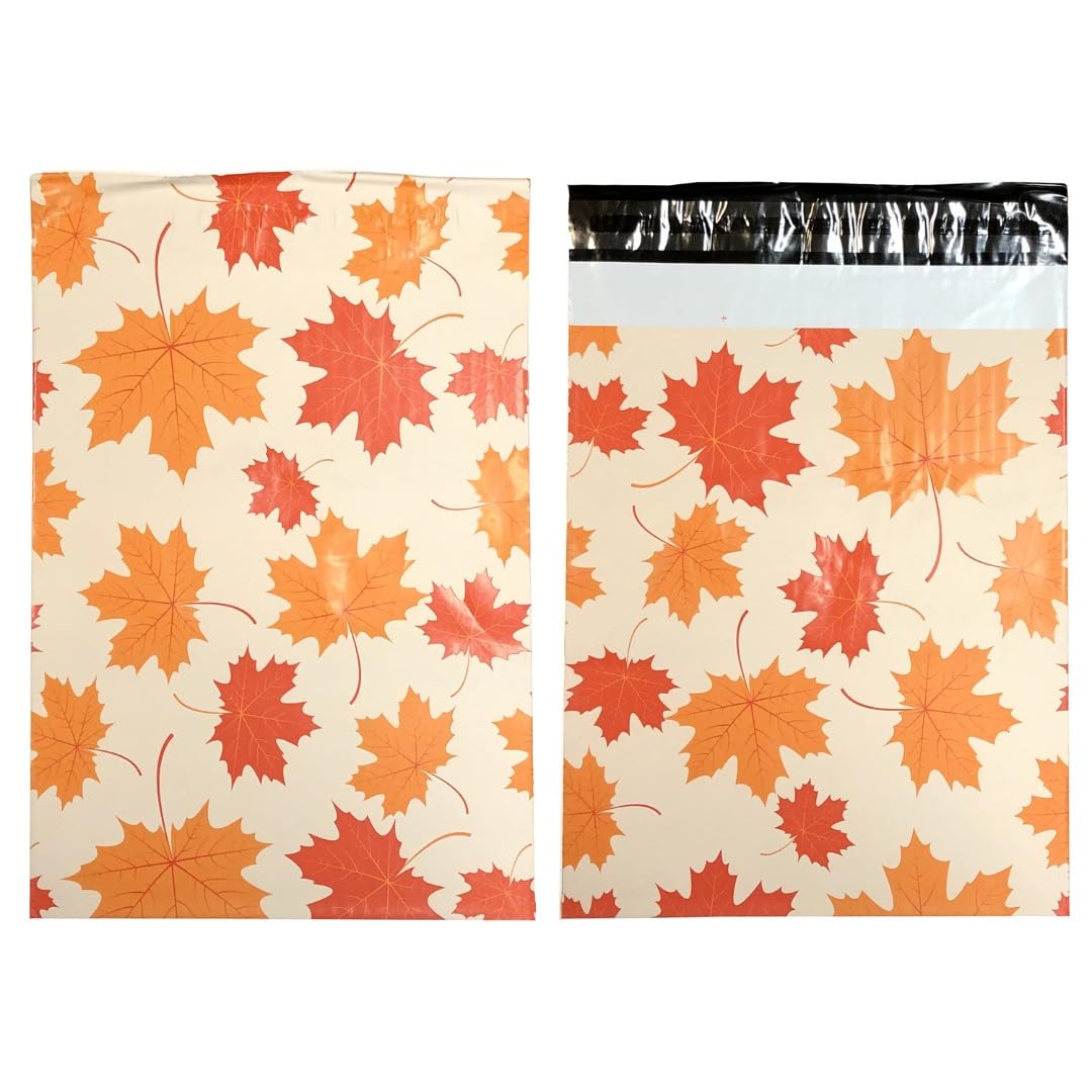 50x Designer Poly Mailer Bag Mailing Postal Bags Gifts Shipping Wrapping Design Pattern Envelope for Mail(Autumn)
