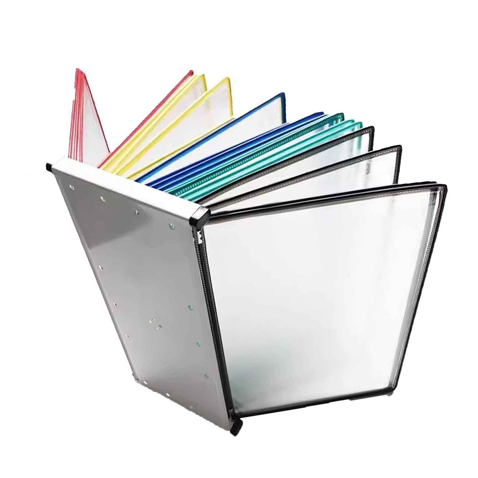 carpeta con páginas que se pasan, Metal y PVC 30 bolsillos expositores, tamaño carta, organizador de referencia escritorio oficina, estante almacenamiento