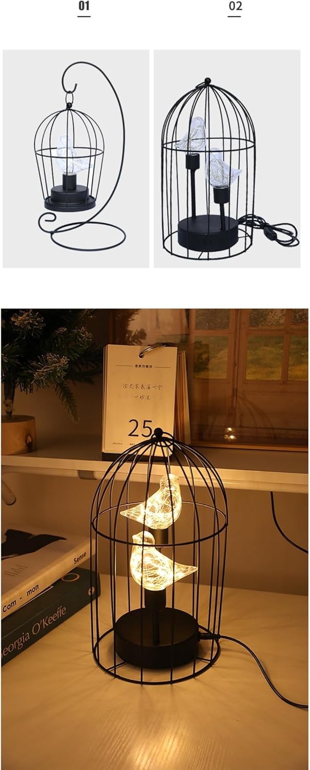 Amazon.co.jp: AZIEBAY 鳥かごデザイン LED テーブルランプ フェアリー