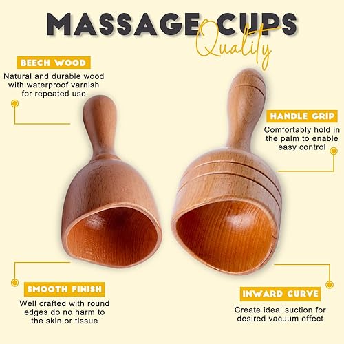 Miniatura 2 de 2 tazas de masaje de mano para terapia de madera taza de vacío sueca de madera masajeador de terapia de madera maderoterapia anticelulitis drenaje