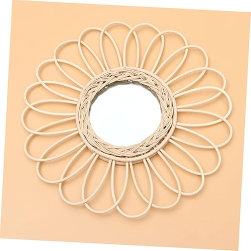 Miniatura 6 de ULDIGI Marco de vidrio de madera, marco de madera, decoración rústica, espejo de pared circular, decoración de cristal de ratán natural, espejo de