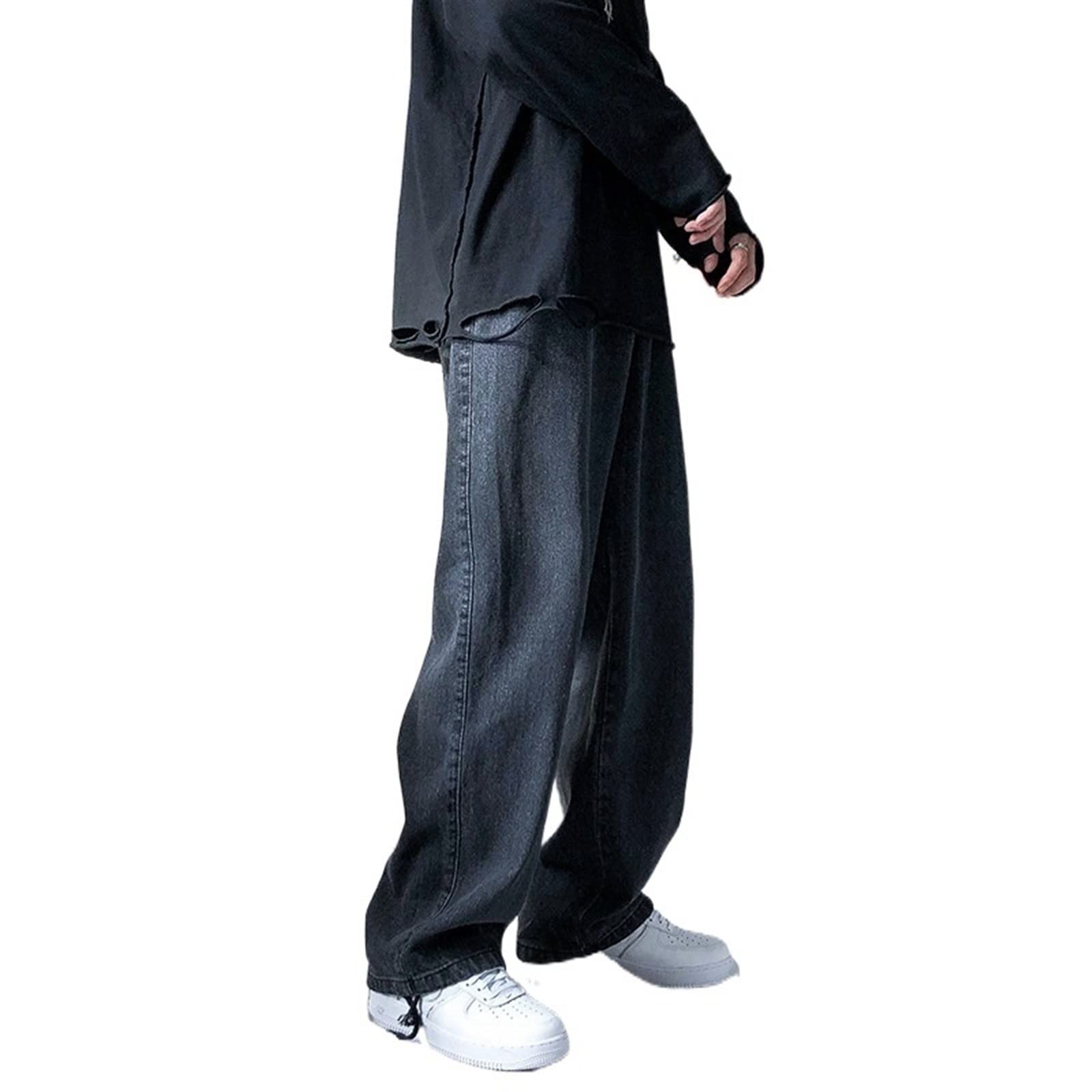 Belof Dark Green Dress Pants Loose Black Blue Straight Pants