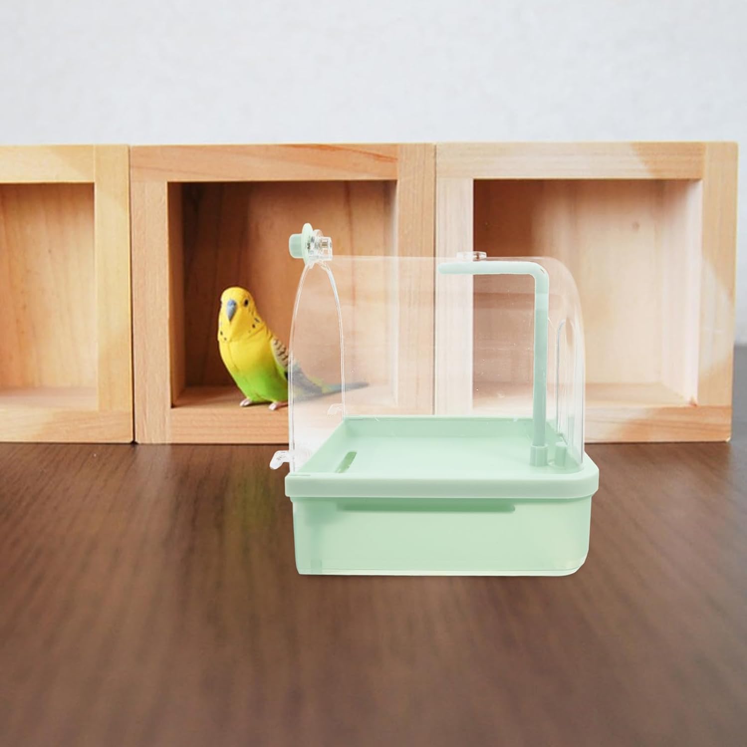 Automatic Bird Bath with Rotating Water Faucet Removable Basin for Parakeets Indoor Bird Accessories for Easy Cleaning Shower Experience